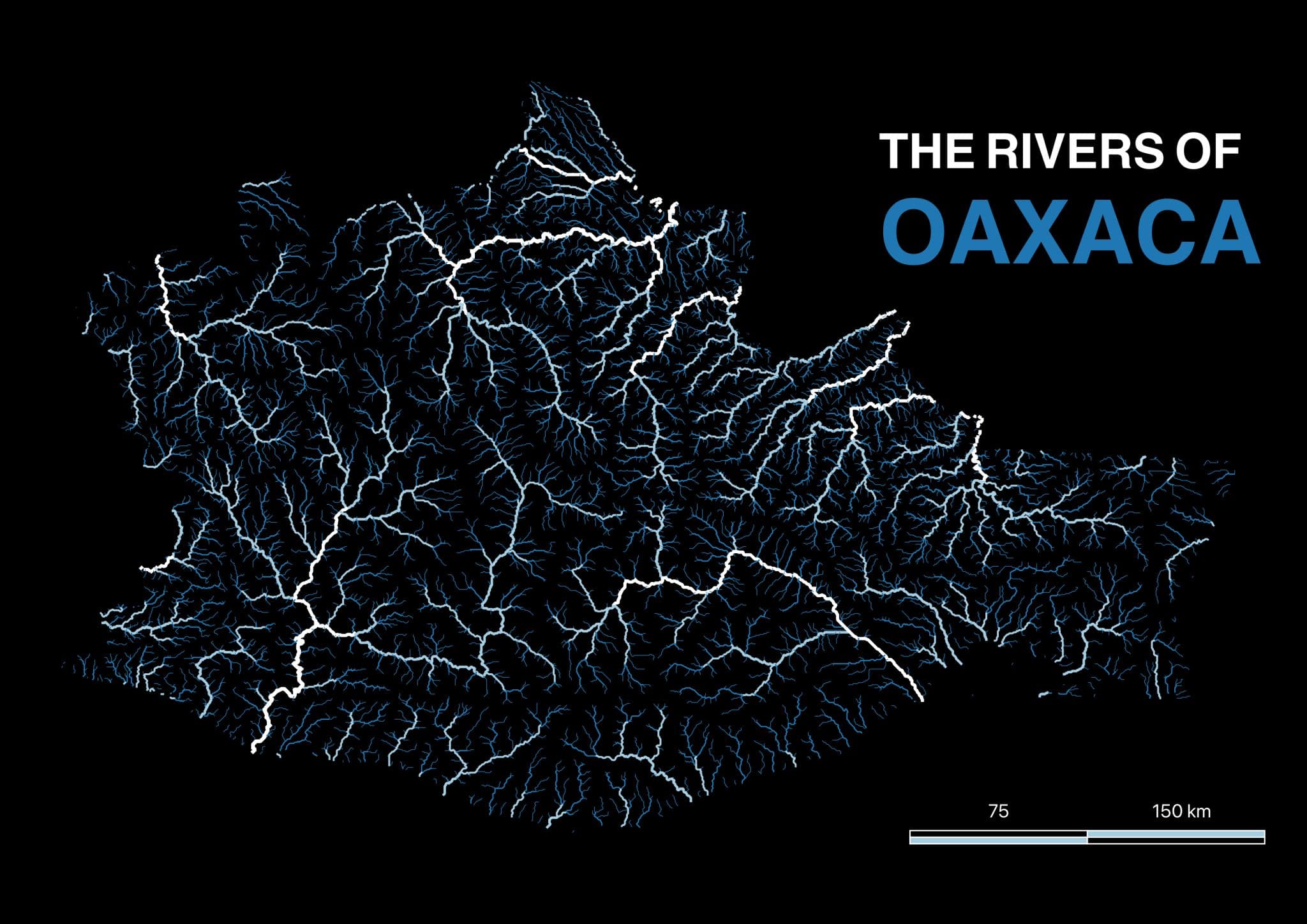 The river network of Oaxaca.